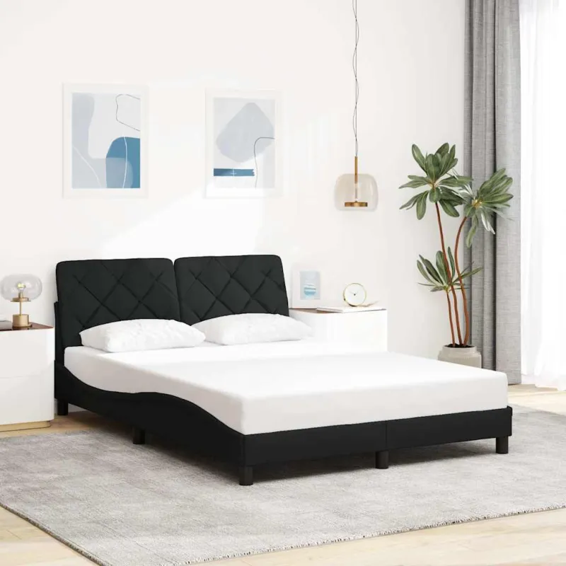 Lovos rėmas su LED be čiužinio, juodos spalvos, 140x190 cm