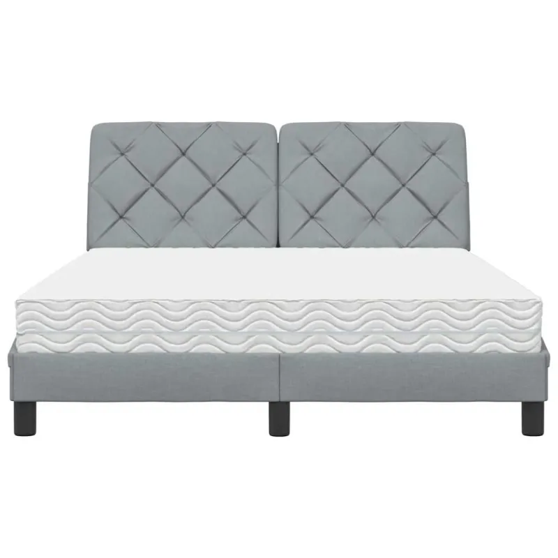 Lova su čiužiniu, šviesiai pilkos spalvos, 140x200cm, audinys