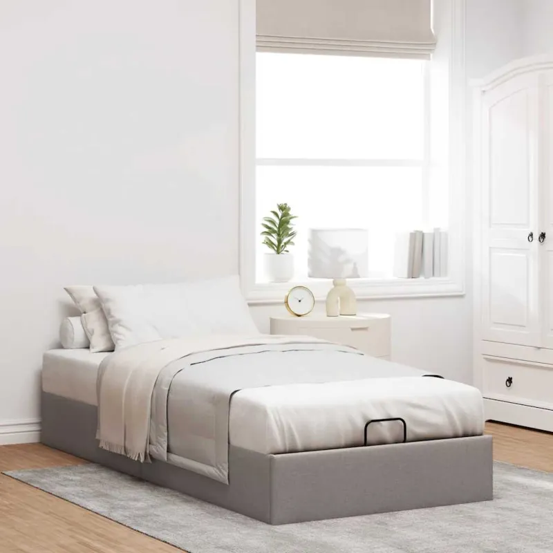 Osmanų lovos rėmas be čiužinio, taupe, 80x200cm, audinys