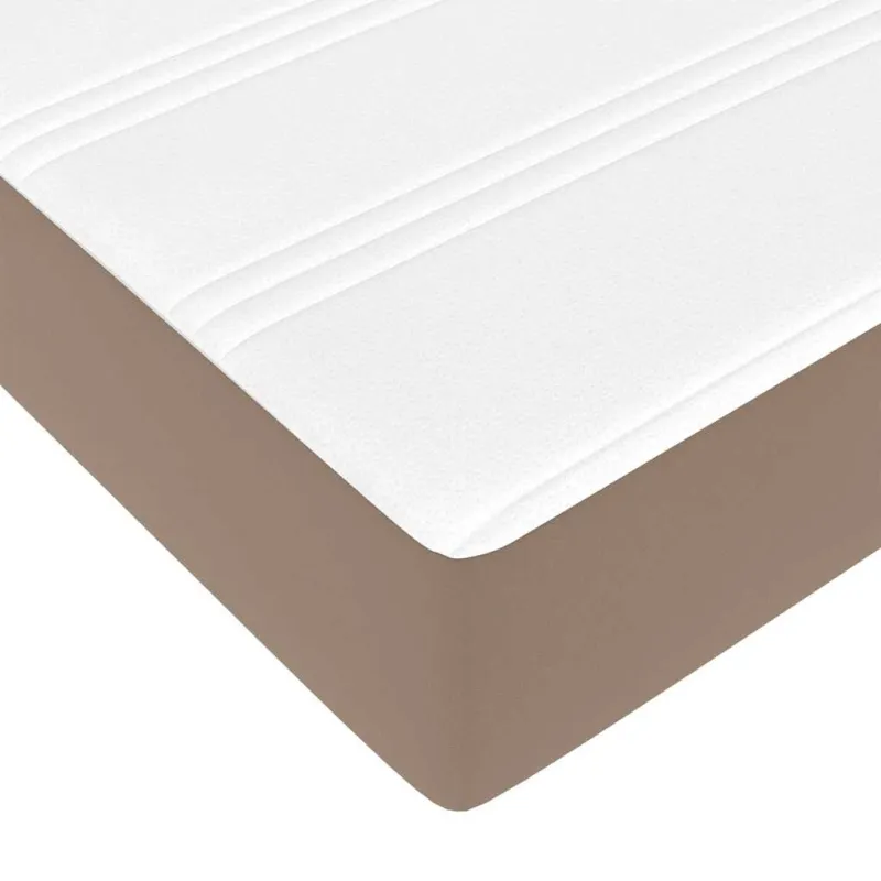 Osmanų lovos rėmas su čiužiniu, kapučino, 140x200cm, dirbt. oda