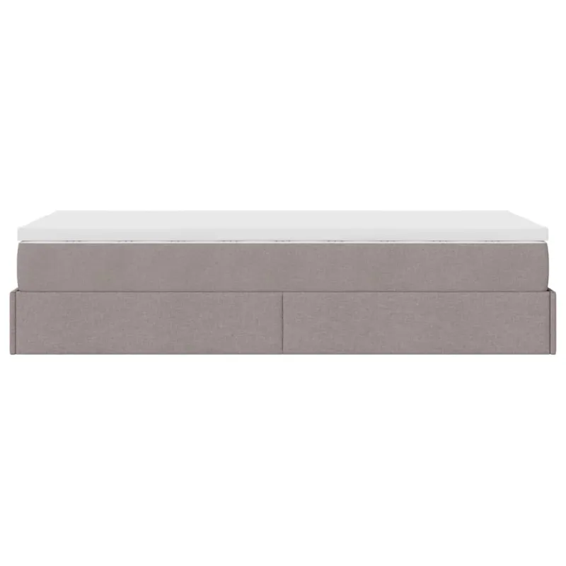 Osmanų lovos rėmas su čiužiniu, taupe, 80x200cm, audinys