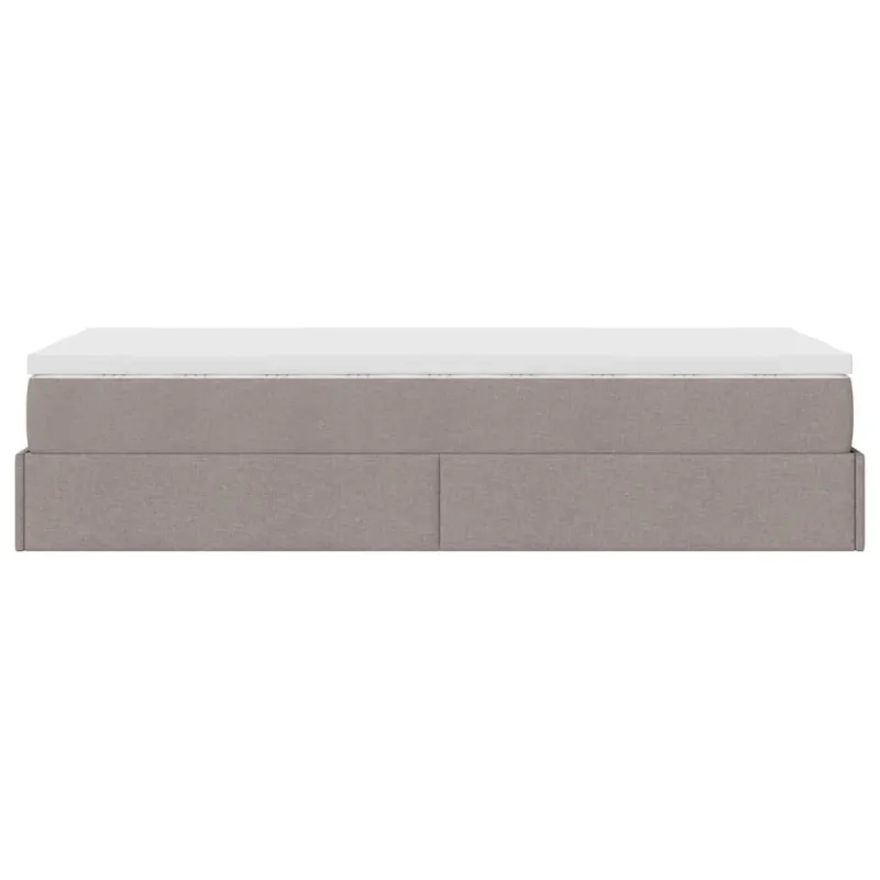 Osmanų lovos rėmas su čiužiniu, taupe, 90x200cm, audinys