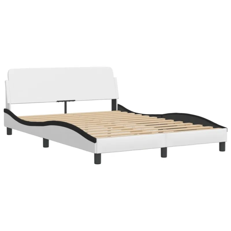 Lova su čiužiniu, Hvar, balta ir juoda, 120x200cm, dirbtinė oda