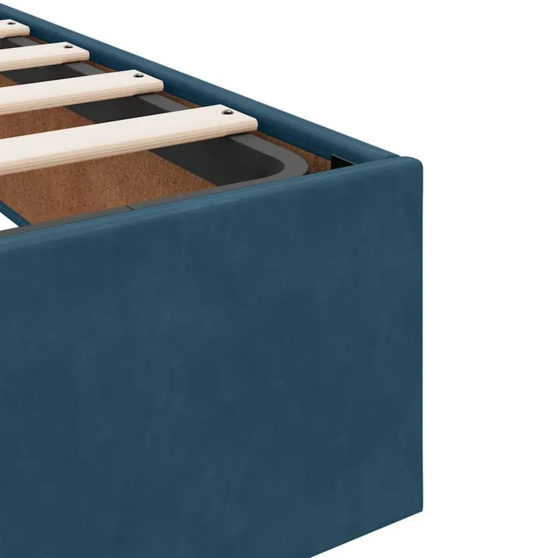 Osmanų lovos rėmas su čiužiniu, mėlynas, 100x200cm, aksomas