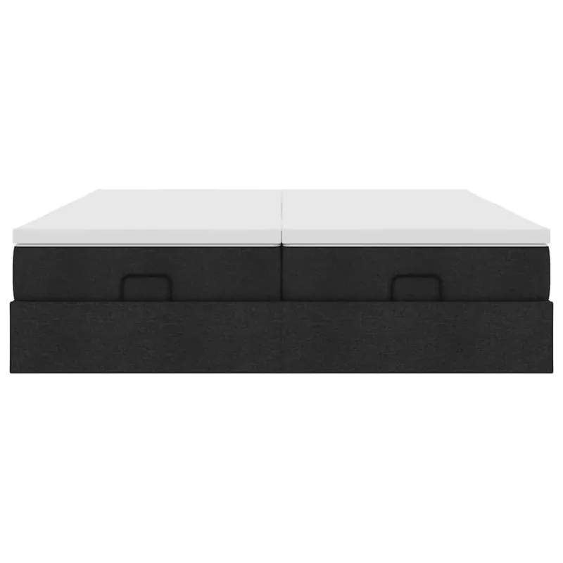 Osmanų lovos rėmas su čiužiniais, juodas, 180x200cm, audinys