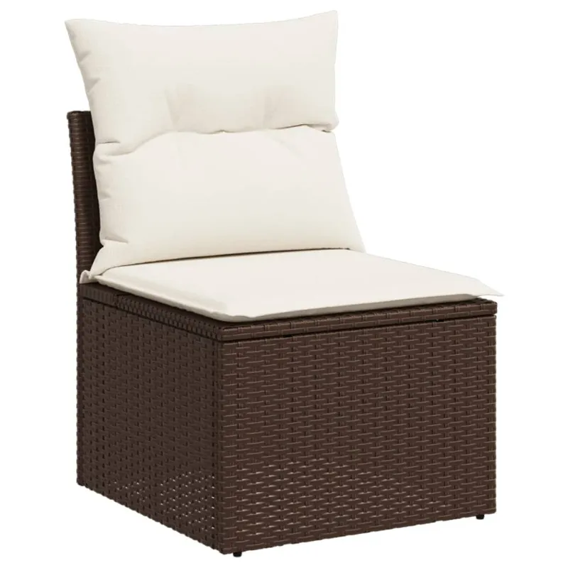 Sofakokonaisuus tyynyillä, 5-osainen, ruskea, polyrataska