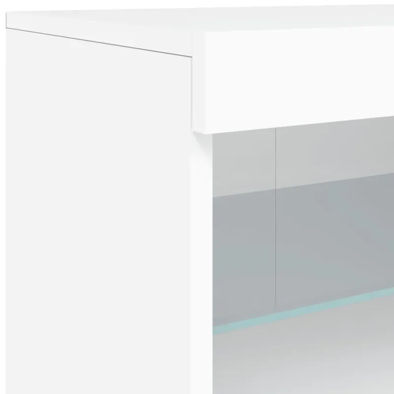 Šoninė spintelė su LED lemputėmis, baltos spalvos, 162x37x67cm