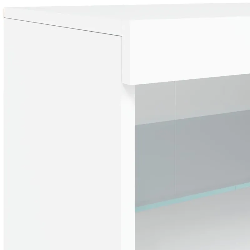 Šoninė spintelė su LED lemputėmis, balta, 181,5x37x67cm