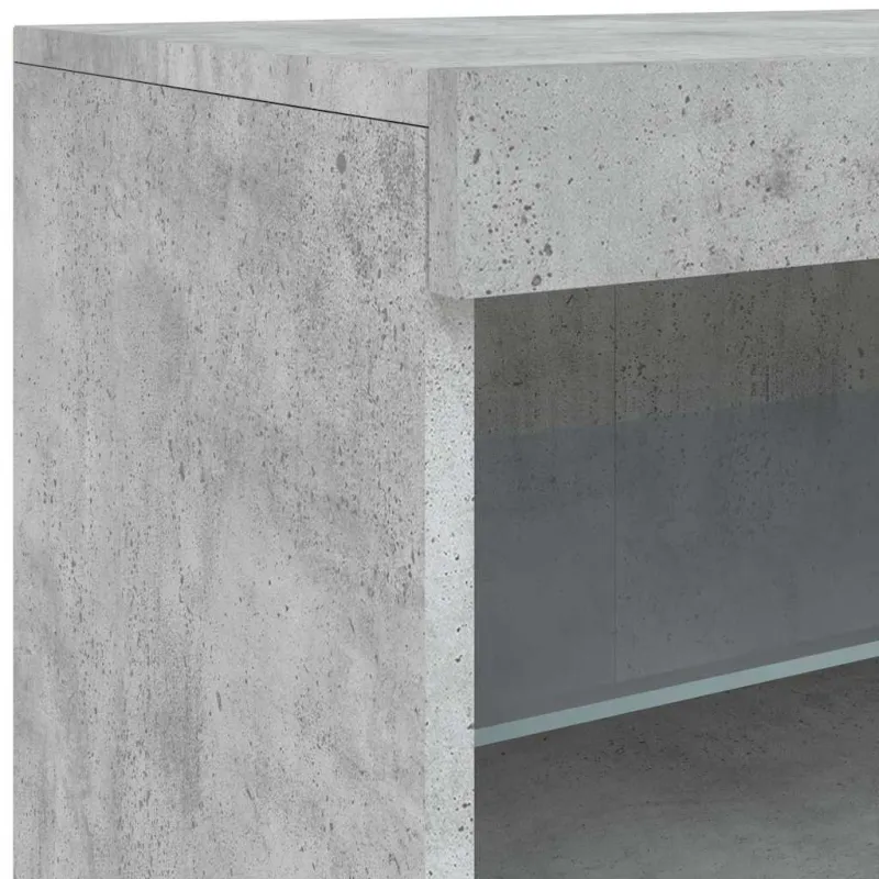 Šoninė spintelė su LED lemputėmis, betono pilka, 181,5x37x67cm