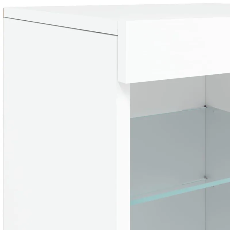 Šoninė spintelė su LED lemputėmis, baltos spalvos, 162x37x67cm
