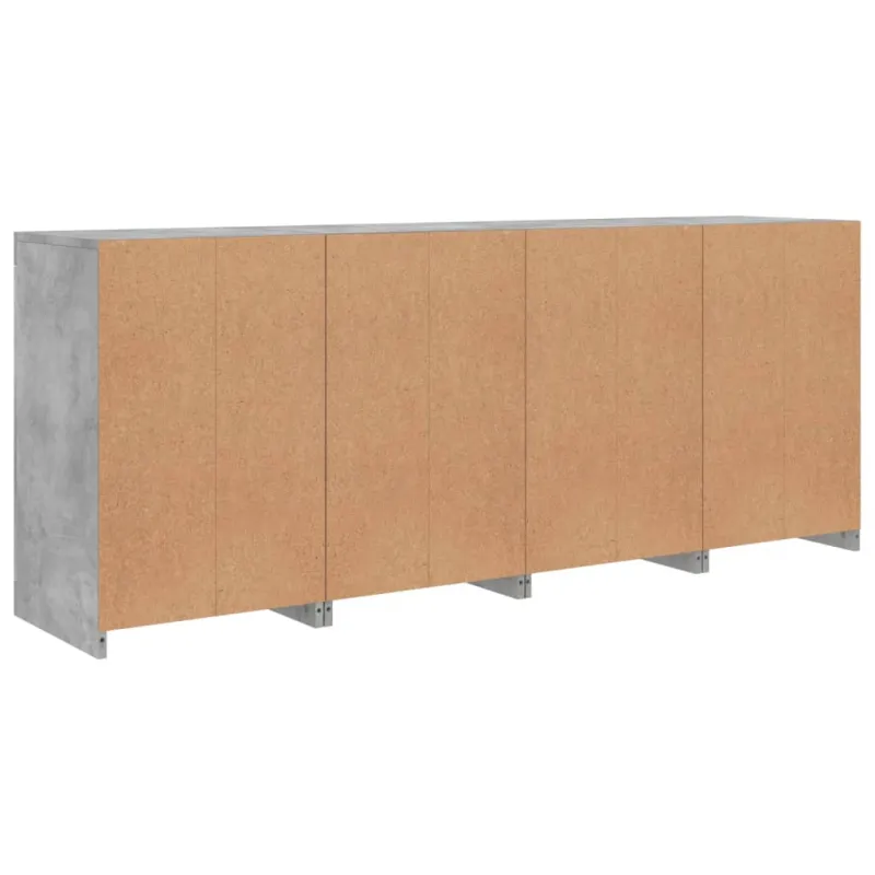 Šoninė spintelė su LED lemputėmis, betono pilka, 164x37x67cm