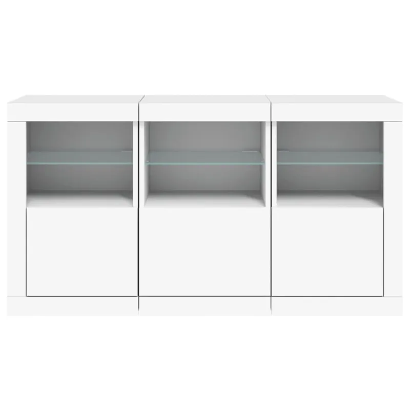Šoninė spintelė su LED lemputėmis, baltos spalvos, 123x37x67cm