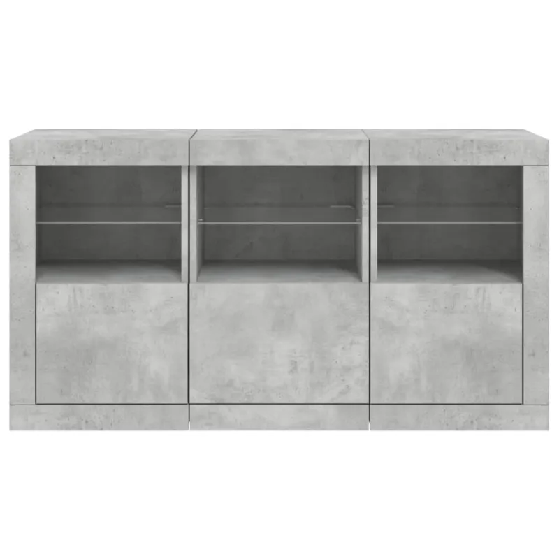 Šoninė spintelė su LED lemputėmis, betono pilka, 123x37x67cm