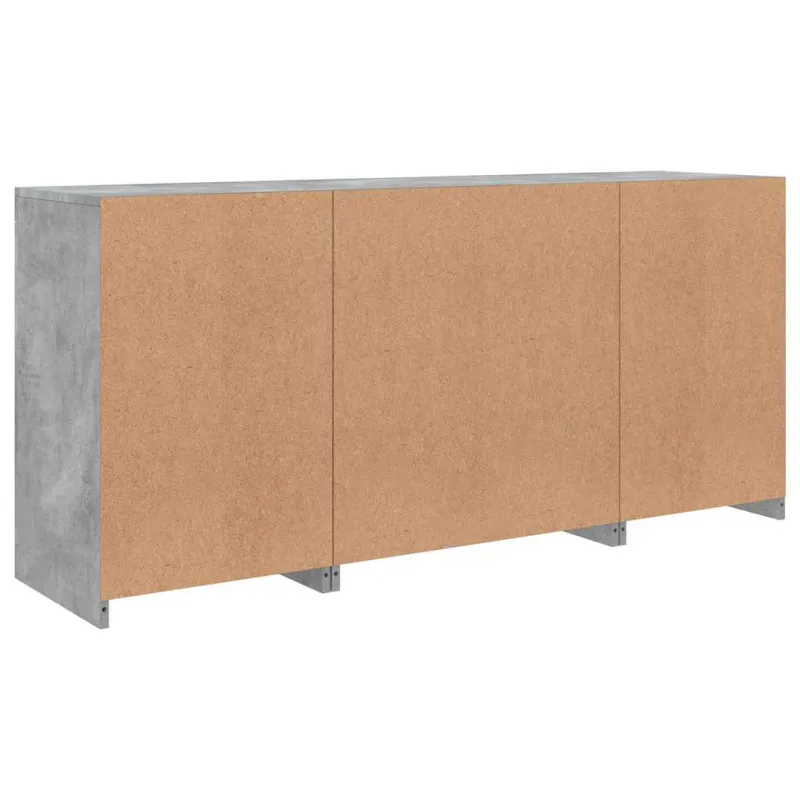 Šoninė spintelė su LED lemputėmis, betono pilka, 142,5x37x67cm