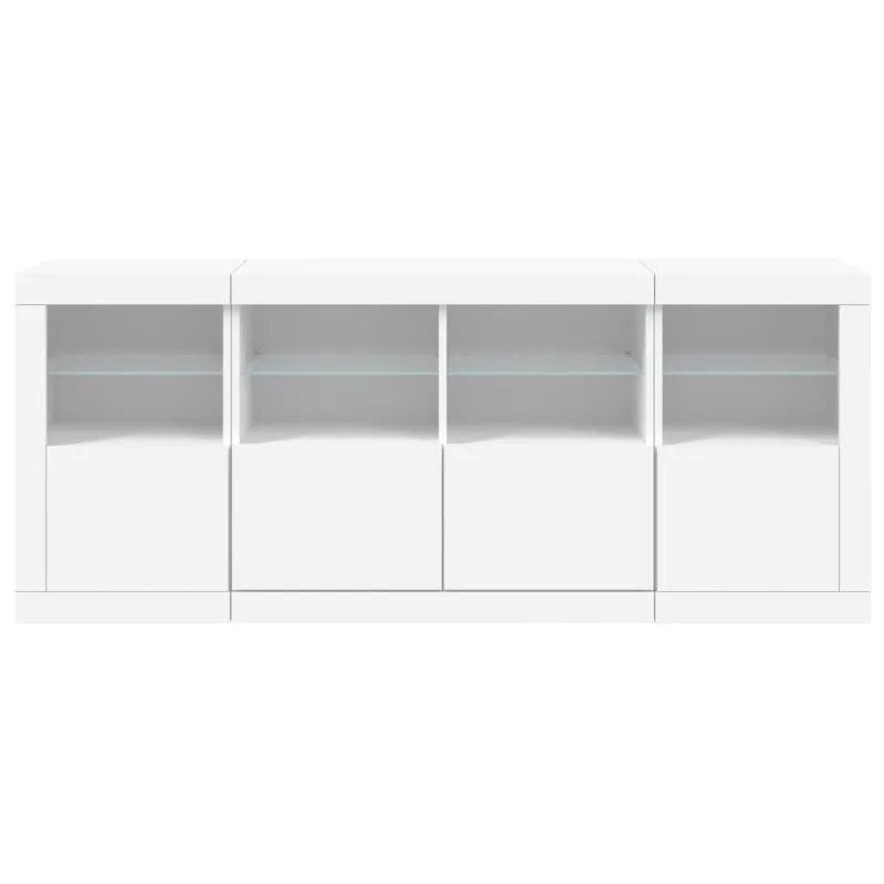 Šoninė spintelė su LED lemputėmis, baltos spalvos, 163x37x67cm