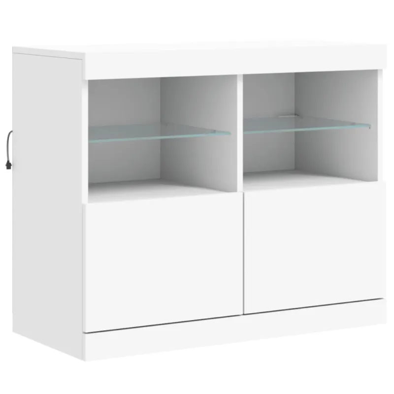 Šoninė spintelė su LED lemputėmis, baltos spalvos, 163x37x67cm