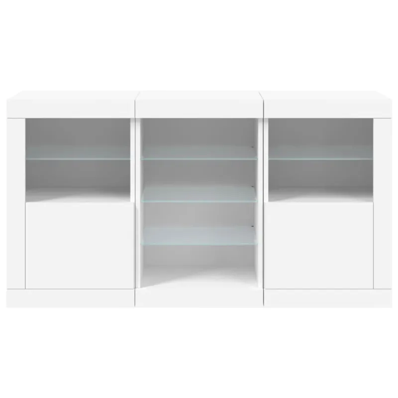 Šoninė spintelė su LED lemputėmis, baltos spalvos, 123x37x67cm