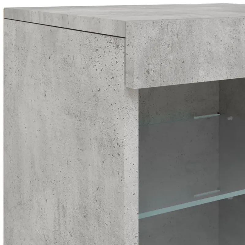 Šoninė spintelė su LED lemputėmis, betono pilka, 123x37x67cm