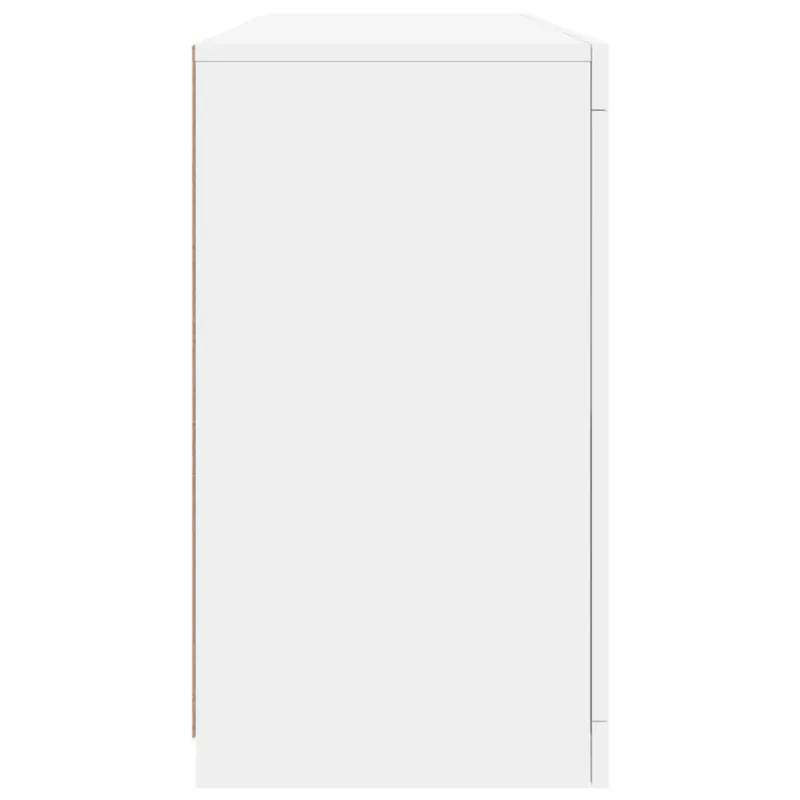 Šoninė spintelė su LED lemputėmis, balta, 142,5x37x67cm
