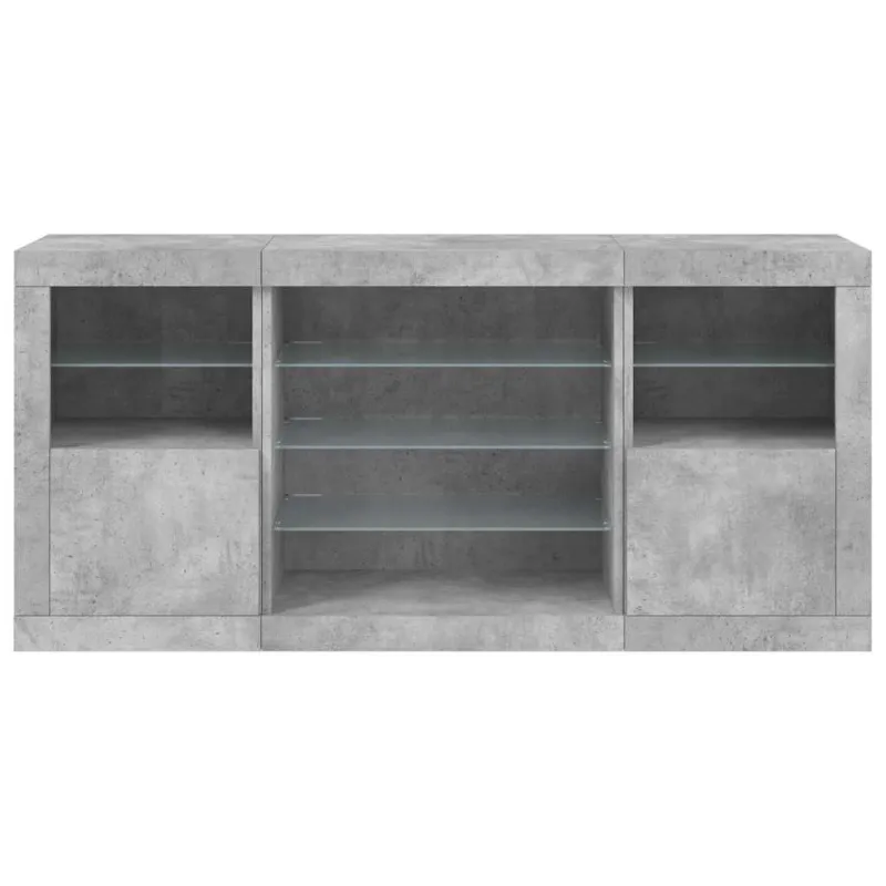 Šoninė spintelė su LED lemputėmis, betono pilka, 142,5x37x67cm