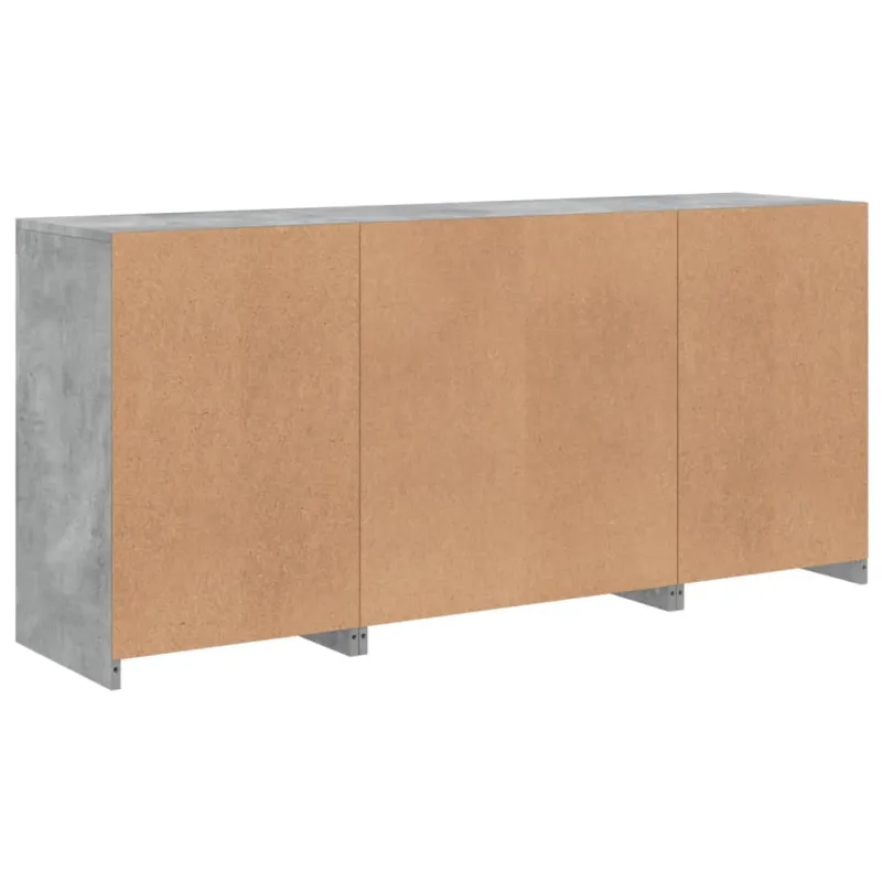 Šoninė spintelė su LED lemputėmis, betono pilka, 142,5x37x67cm