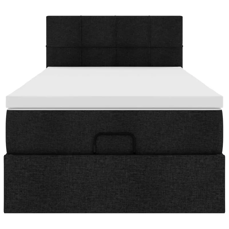 Osmanų lovos rėmas su čiužiniu, juodas, 80x200cm, audinys