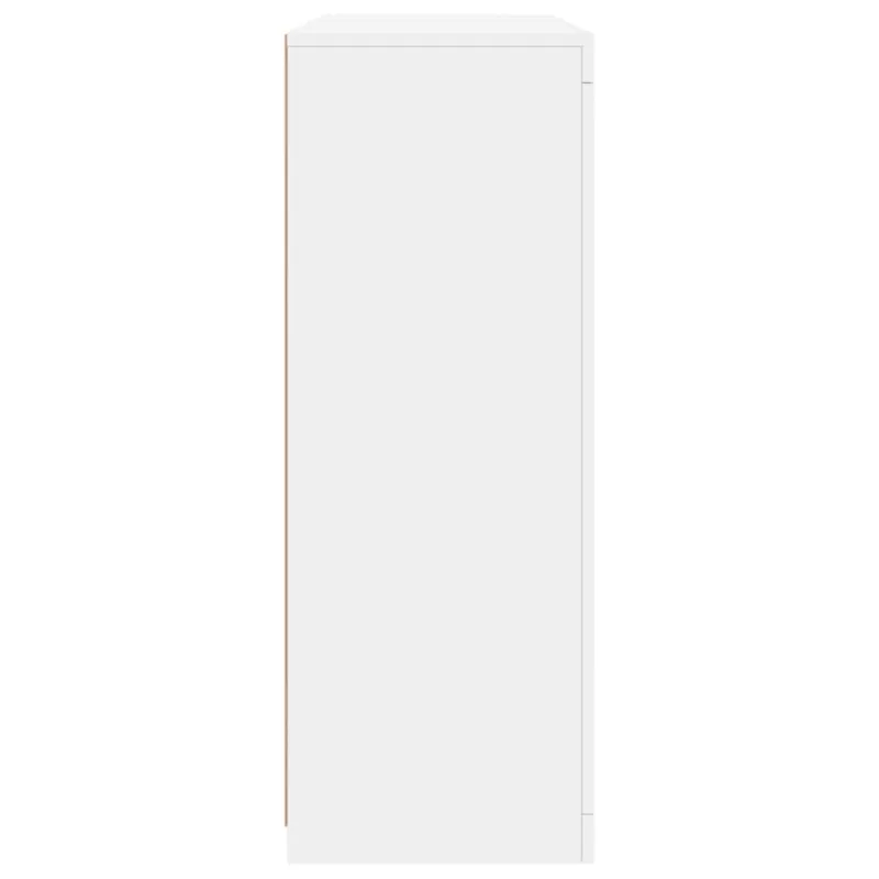 Šoninės spintelės su LED, 3vnt., baltos, apdirbta mediena
