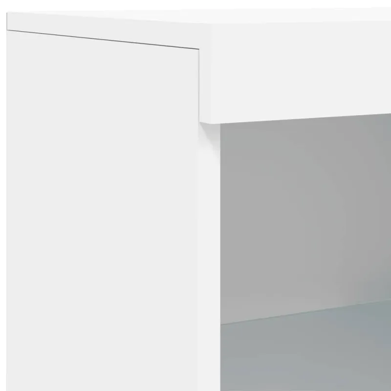 Šoninės spintelės su LED, 3vnt., baltos, apdirbta mediena