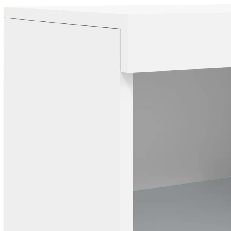 Šoninė spintelė su LED lemputėmis, baltos spalvos, 162x37x100cm