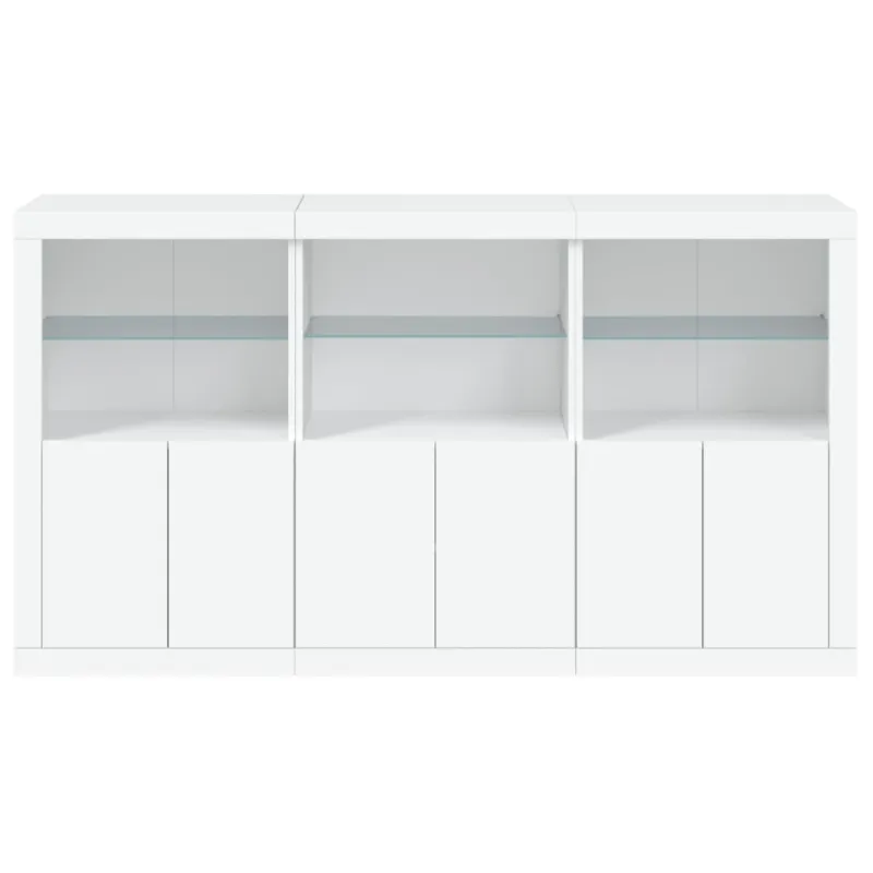 Šoninė spintelė su LED lemputėmis, balta, 181,5x37x100cm