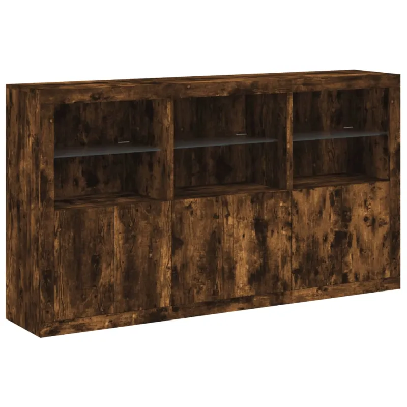 Šoninė spintelė su LED lemputėmis, dūminė, 181,5x37x100cm