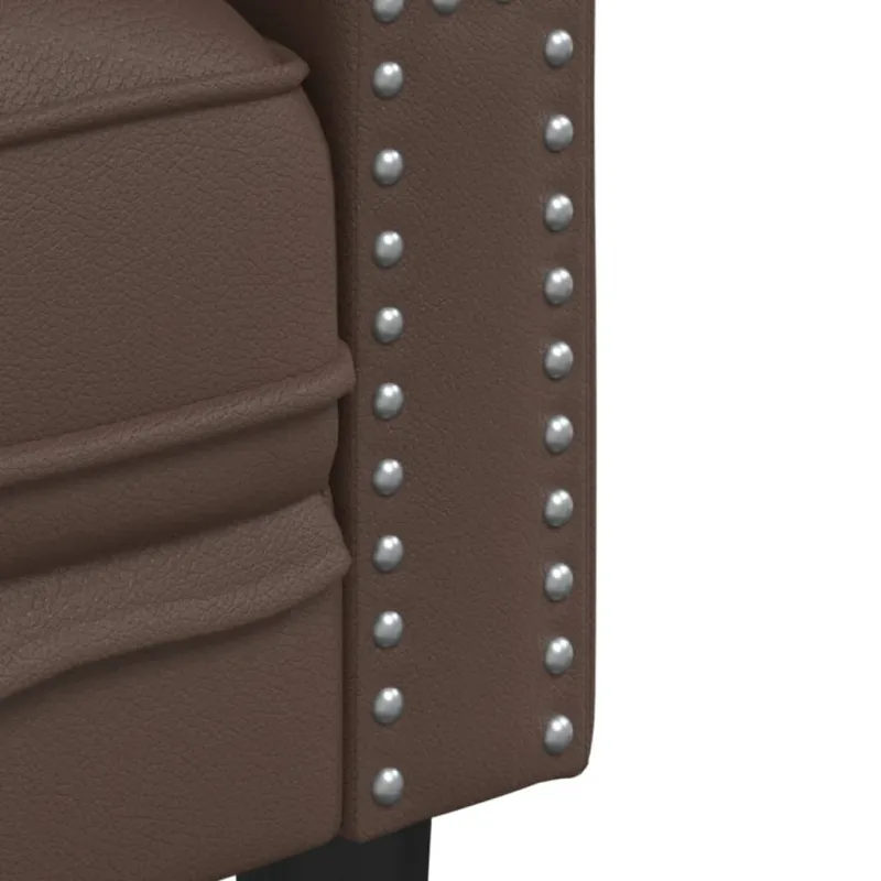 Chesterfield sofų komplektas, 2 dalių, rudas, dirbtinė oda