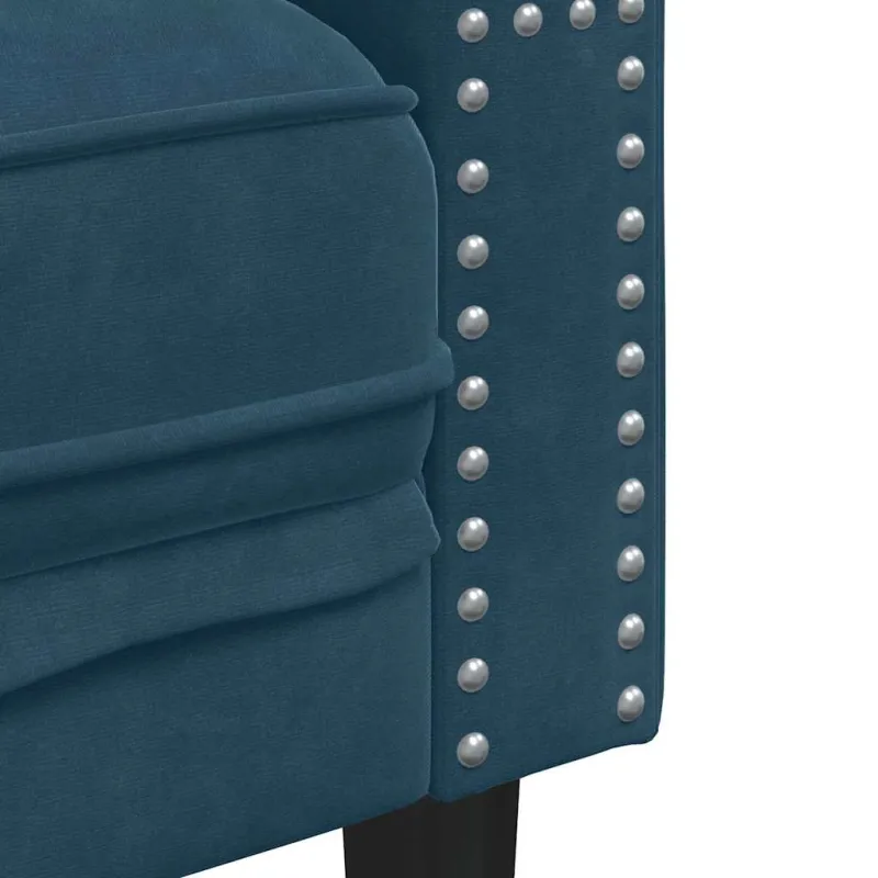 Chesterfield sofų komplektas su pagalvėlėmis, 3 dalių, mėlynas