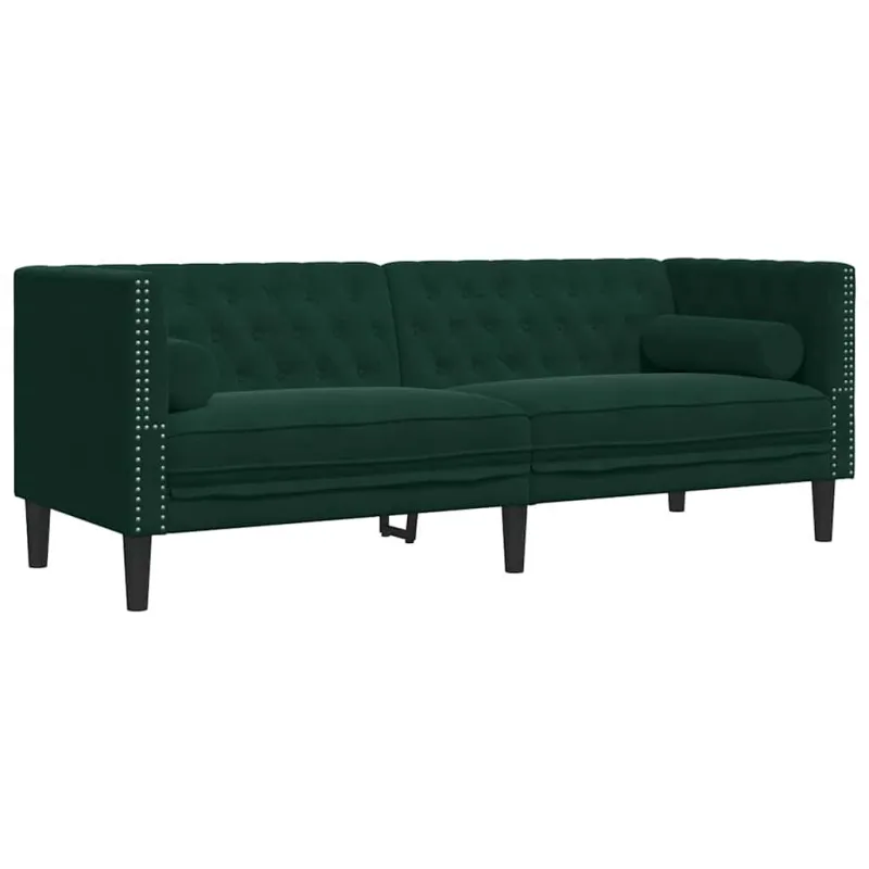 Chesterfield sofų komplektas su pagalvėlėmis, 2 dalių, žalia