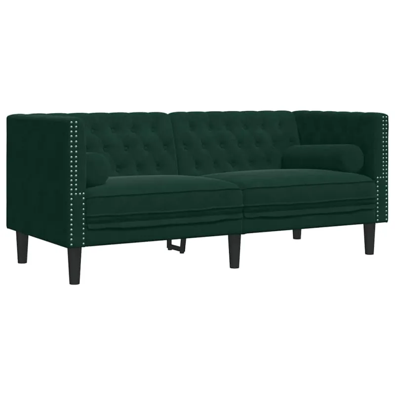 Chesterfield sofų komplektas su pagalvėlėmis, 2 dalių, žalia
