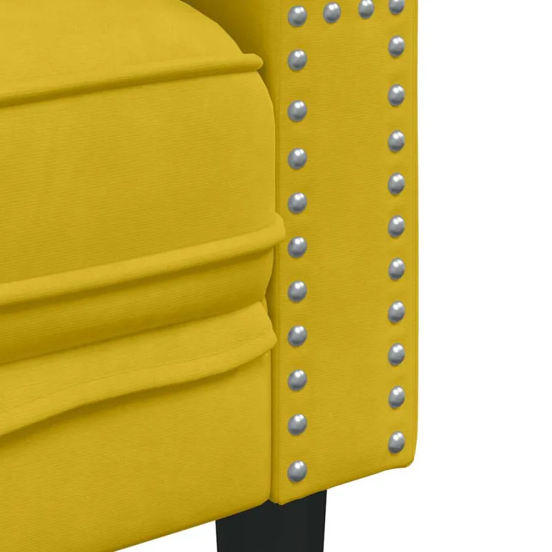 Chesterfield sofų komplektas su pagalvėlėmis, 2 dalių, geltonas