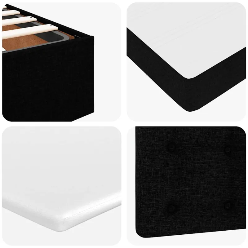 Osmanų lova su čiužiniu, juodas, 120x200cm, audinys