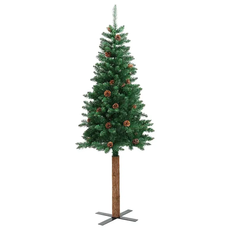 Kalėdų eglutė su kankorėžiais, žalia, 150cm, PVC ir mediena