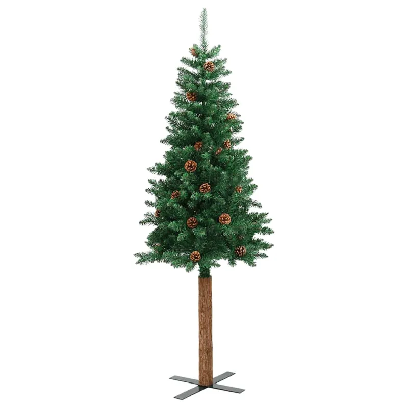 Kalėdų eglutė su kankorėžiais, žalia, 180cm, PVC ir mediena