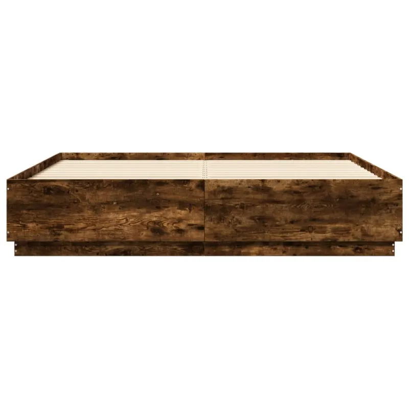 Lovos rėmas su LED, dūminio ąžuolo, 200x200cm, apdirbta mediena