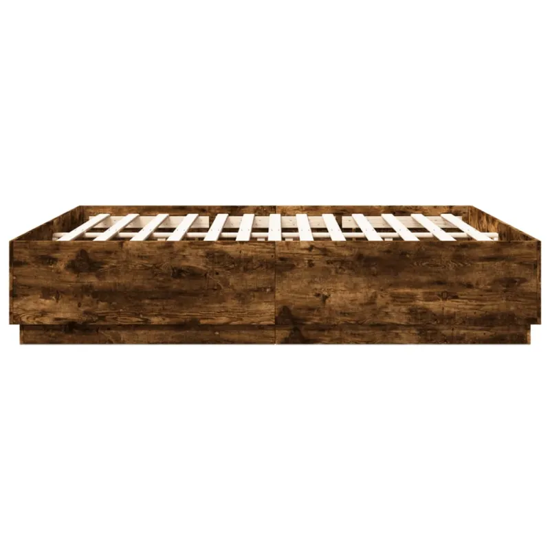 Lovos rėmas su LED, dūminio ąžuolo, 200x200cm, apdirbta mediena