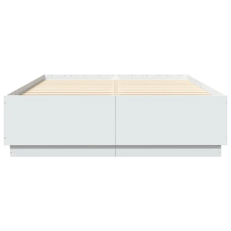 Lovos rėmas su LED, baltas, 150x200cm, apdirbta mediena