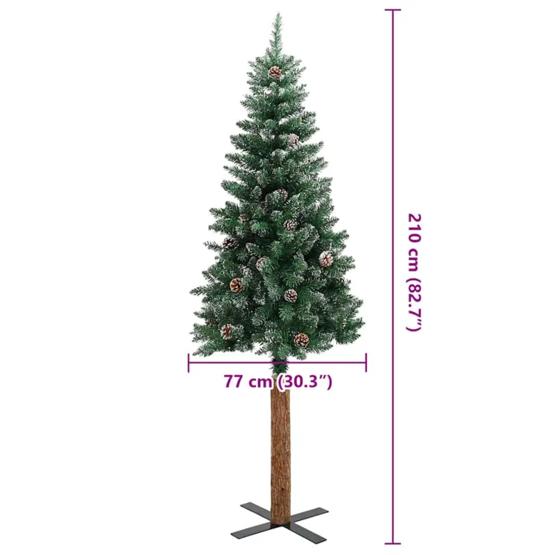 Kalėdų eglutė su tikra mediena ir baltu sniegu, žalia, 210cm