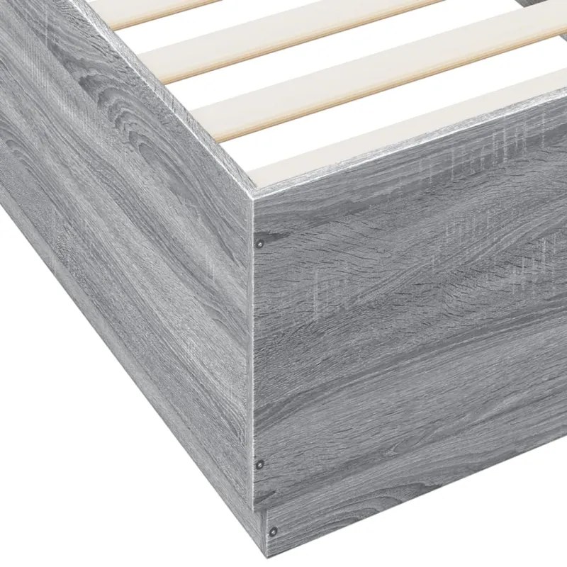 Lovos rėmas su LED, pilkas ąžuolo, 100x200cm, apdirbta mediena