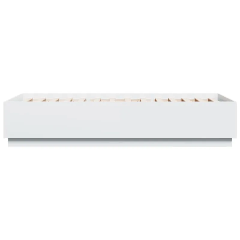 Lovos rėmas su LED, baltas, 90x200cm, apdirbta mediena