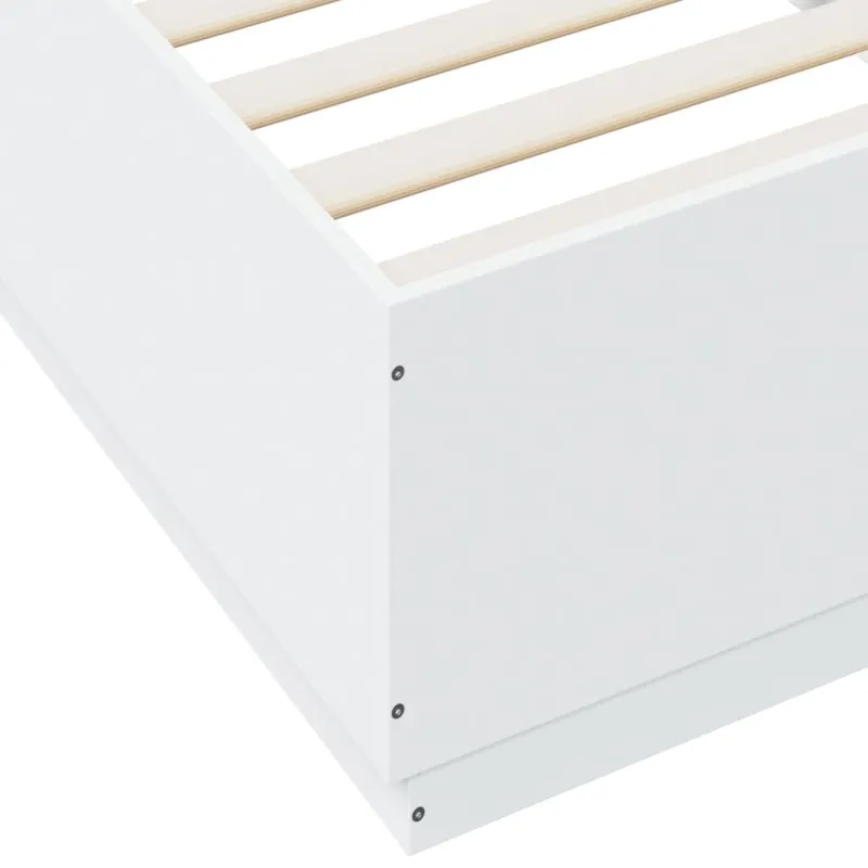 Lovos rėmas su LED, baltas, 90x200cm, apdirbta mediena