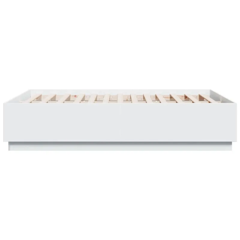 Lovos rėmas su LED, baltas, 135x190cm, apdirbta mediena