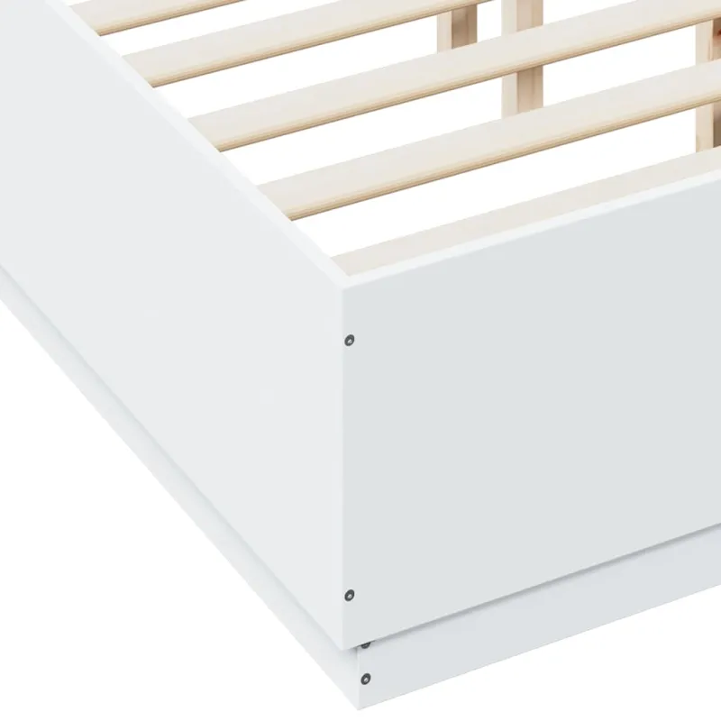 Lovos rėmas su LED, baltas, 135x190cm, apdirbta mediena