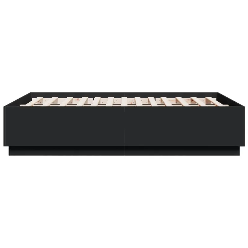 Lovos rėmas su LED, juodas, 120x190cm, apdirbta mediena