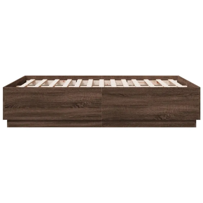 Lovos rėmas su LED, rudas ąžuolo, 120x190cm, apdirbta mediena